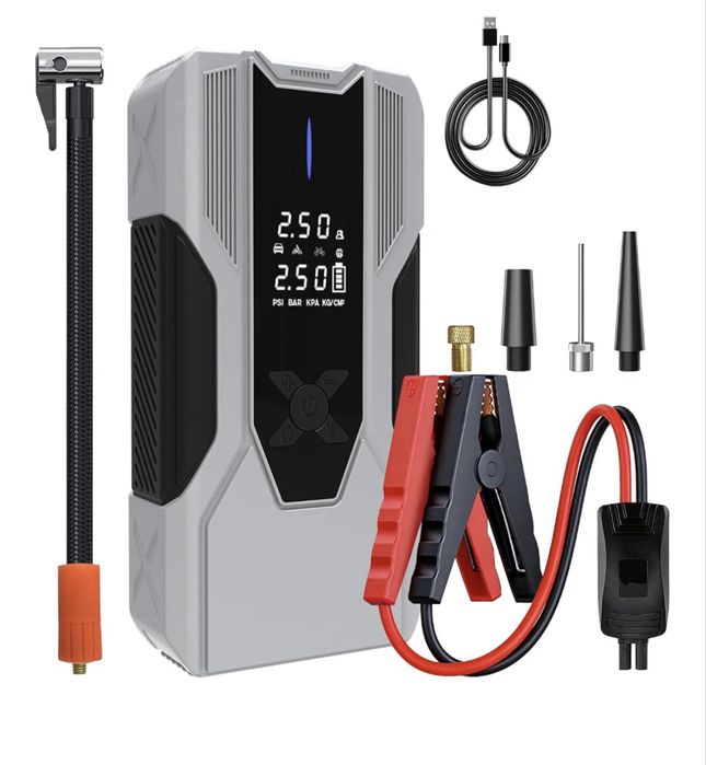 Compressor de ar portatil para pneus com Arrancador de Bateria para Automóveis