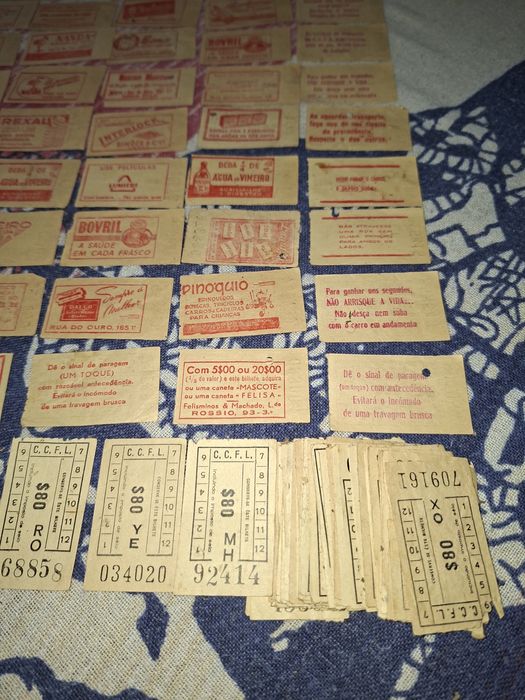 Bilhetes Carris anos 50-60 com publicidade + 100 raros