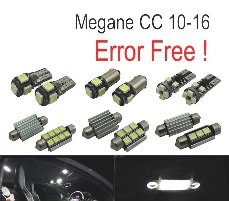 KIT COMPLETO 10 LAMPADAS LED INTERIOR PARA RENAULT MEGANE CC 10-16
