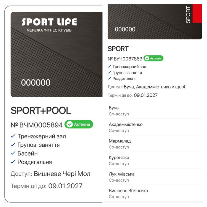 Абонемент Sportlife з басейном - Вишневе Чері Мол.