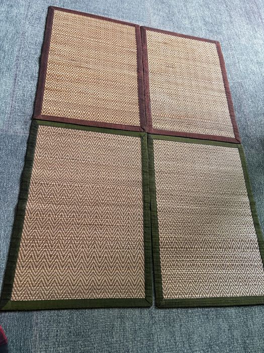 Natural Woven Reed Placemats and Coasters Set of 4 for Dining Table