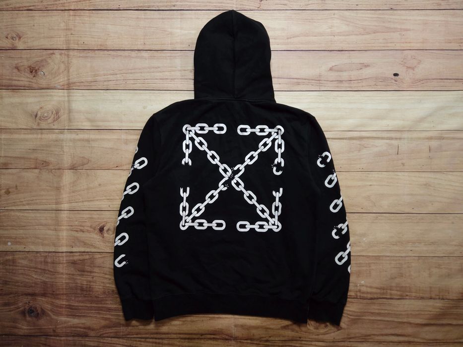 OFF-WHITE Chain Arrow Bluza Męska Hoodie Czarna r. L