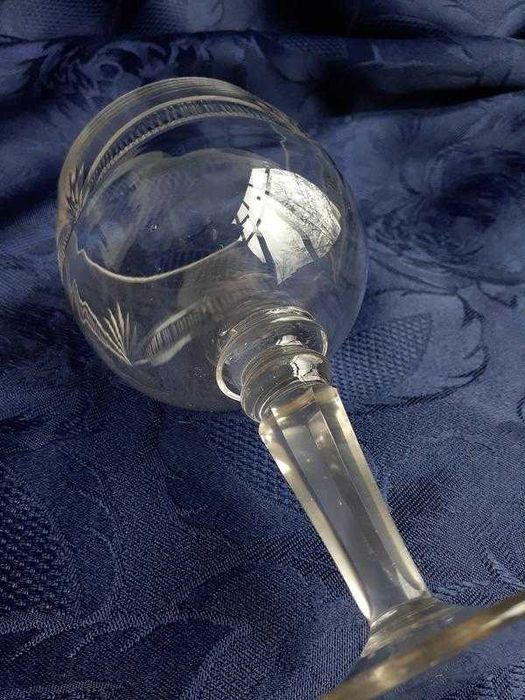 Мальцев! Бокал винный антик стекло алмазная грань линза высокий фужер