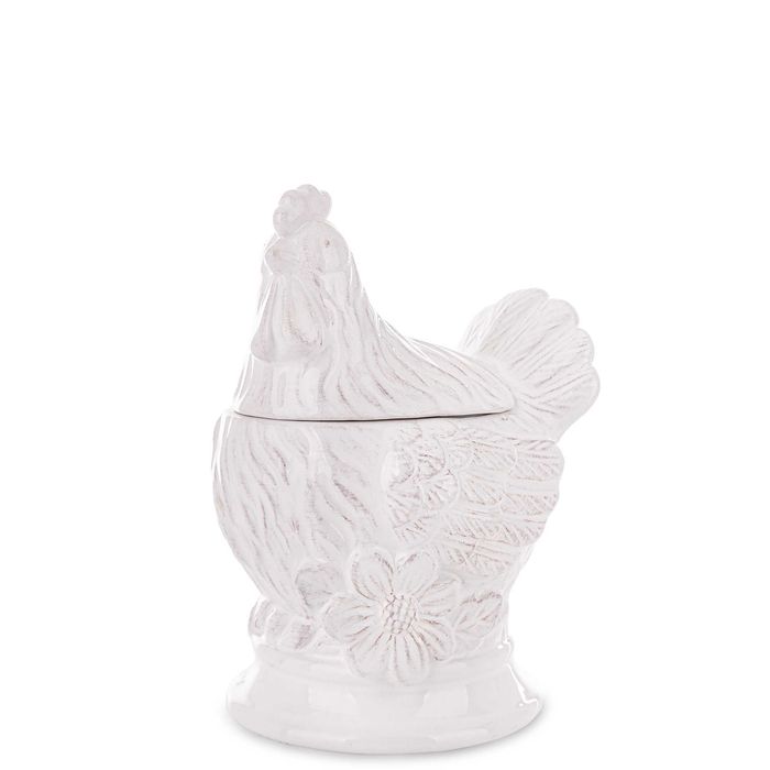 Pojemnik ceramiczny Kura Biała szkliwiona 177077