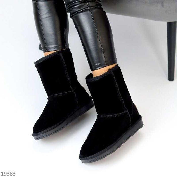 Чорні уггі ITTS натуральна замша, сапожки зимові, зимние сапоги 37р