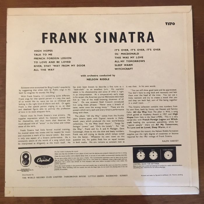 Vinil Frank Sinatra - All the way - 1961 UK