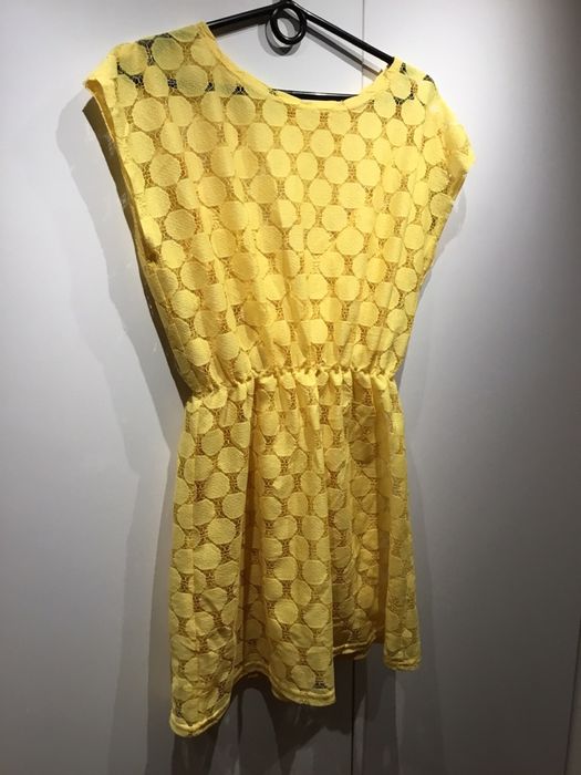 Sukienka River Island 36 S koronka letnia żółta halka