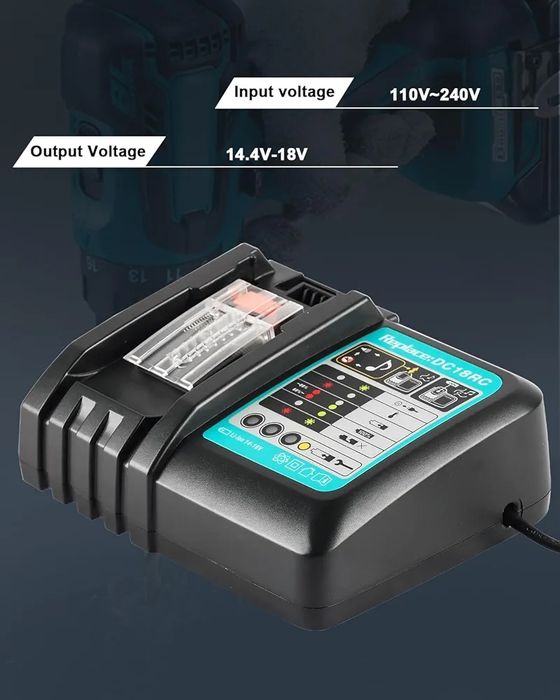 18RC Carregador rápido para Makita 14,4 V / 18 V BL1415 BL1420 BL1815