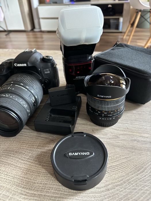 Canon EOS 760D + obiektywy i lampa
