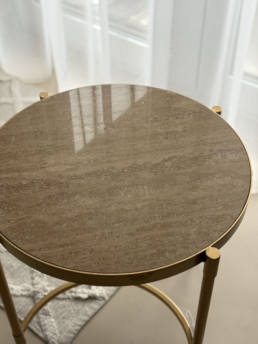 Stolik kawowy- kamienny blat- trawertyn - okrągły stolik do salonu