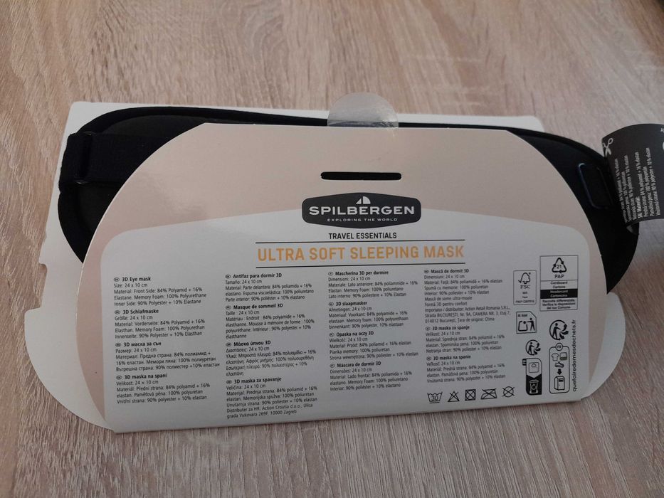 Nowa solidna maska na oczy, opaska do spania SPILBERGEN, k. czarny