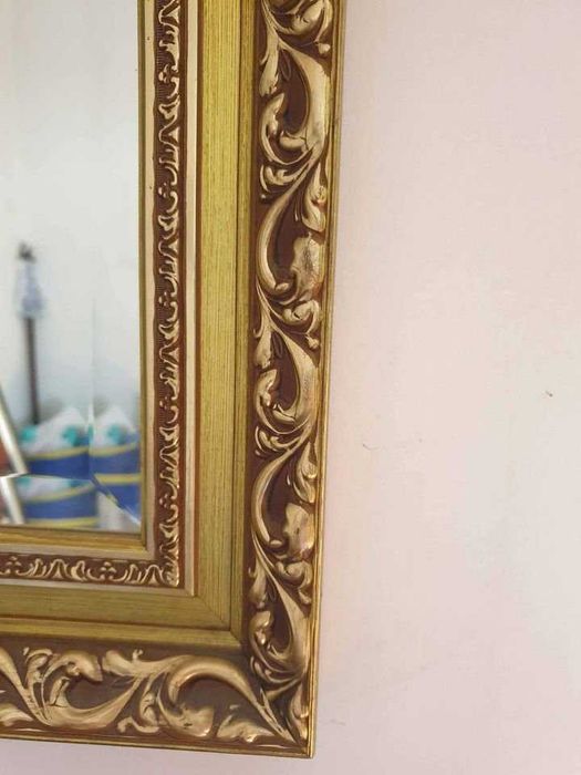 Espelho Bisote/Biselado em Talha Dourada Vintage e Lindíssimo