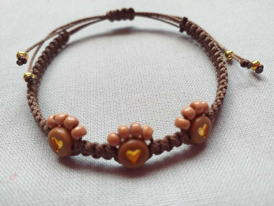 Pulseira Patinhas de Pet em Castanho e Marrom Café