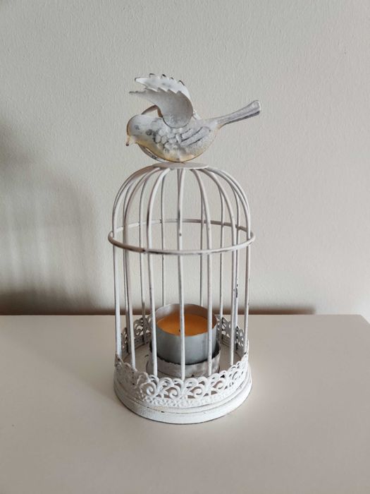 Suporte médio para vela gaiola branca