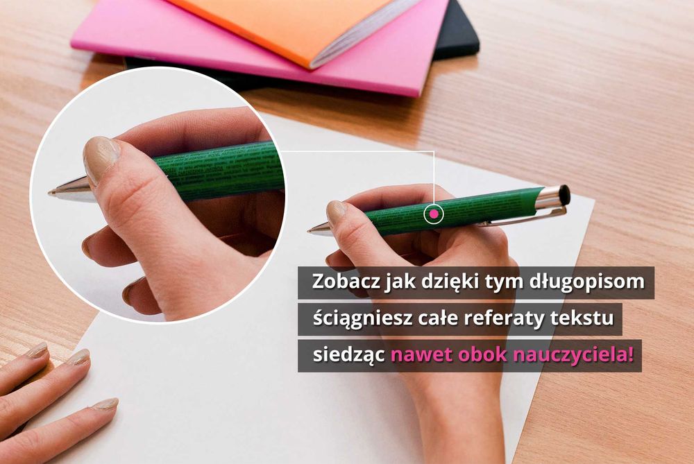 ZAKAZANY DŁUGOPIS® ściąga do ściągania, z ukrytą notatką ściągawka 24H