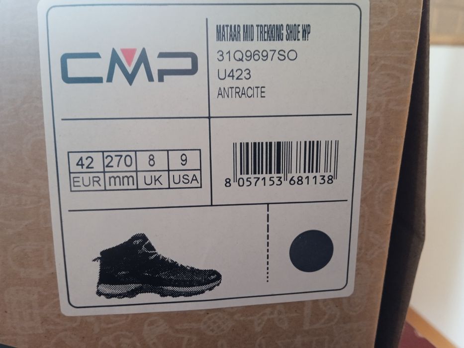 Трекинговые, демисезонные ботинки CMP (42 размер) 27 см по стельке.