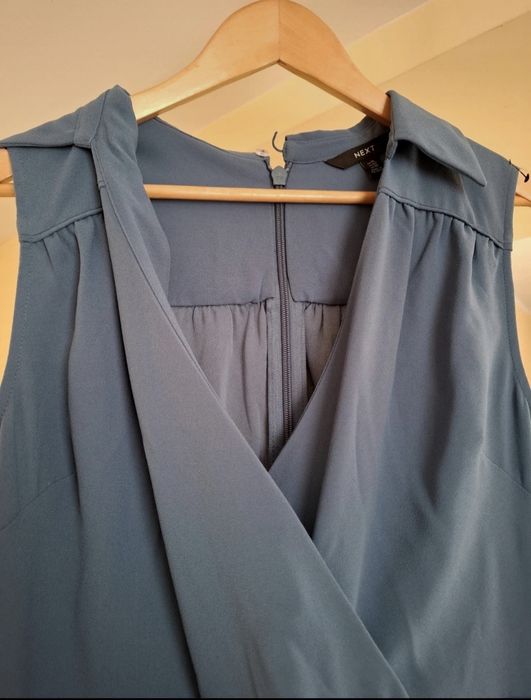 Kombinezon damski elegancki szerokie nogawki niebieski modny XL