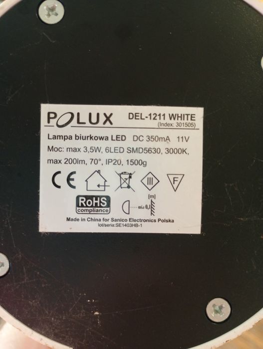 2 lampki biurowe Polux DEL-1211 White
