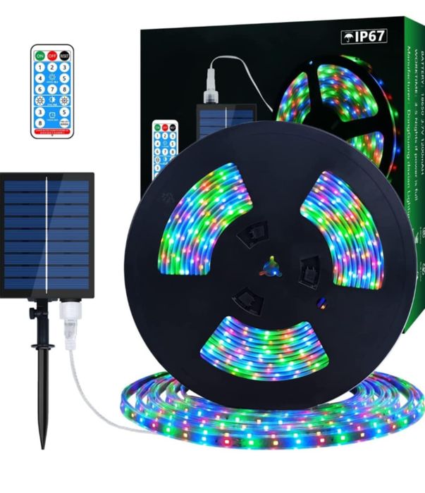 Zewnętrzna słoneczna taśma LED 10 m SMD 5050 Światła LED RGB