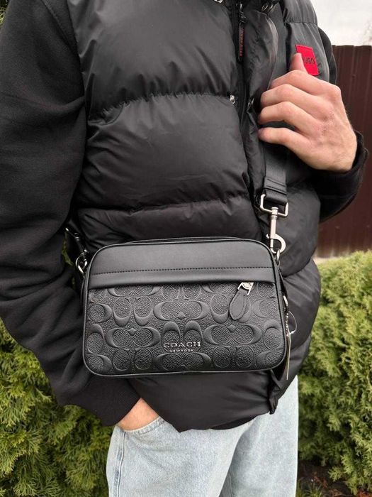 Сумка Coach чорний монограм