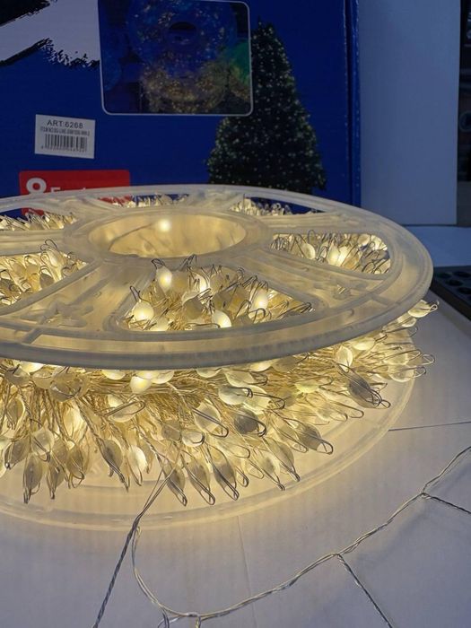 Гірлянда Мішура 50м. Тепло біла 1500 Led. Новорічна прикраса