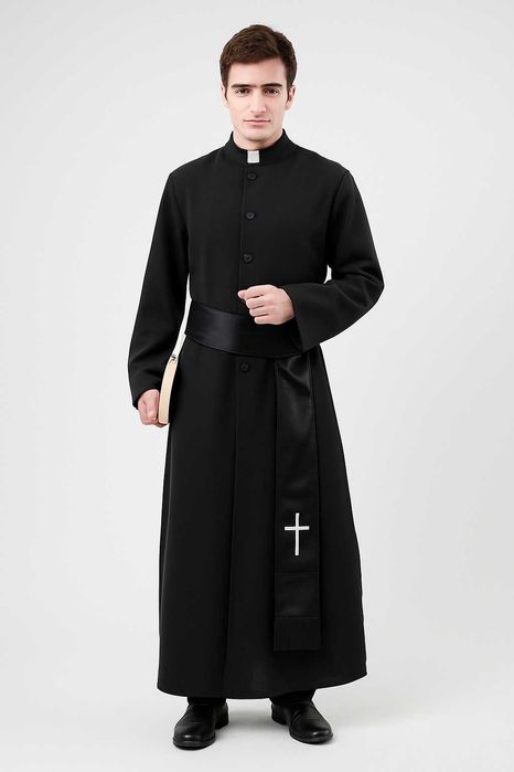 STRÓJ KSIĘDZA Halloween Ksiądz Sutanna Przebranie Kapłan Proboszcz XL