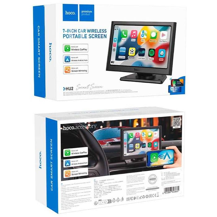 Монитор для авто HOCO HU2 7", 1024*600, Car Play, Android Auto