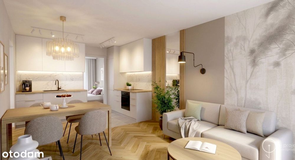 Nowoczesne 43,21 m² – 2 pokoje + gabinet | Po generalnym remoncie