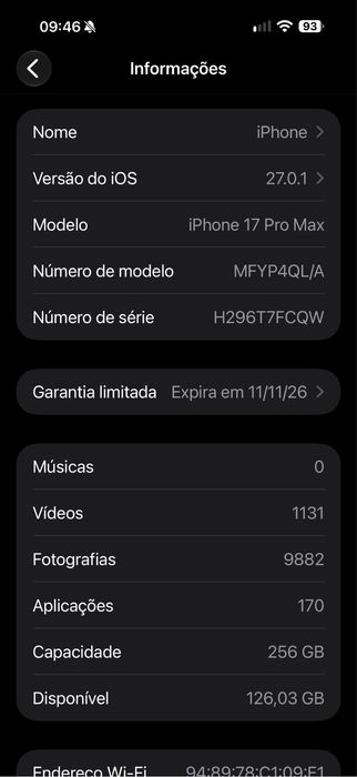 Troco iPhone 17 Pro Max 256GB em garantia