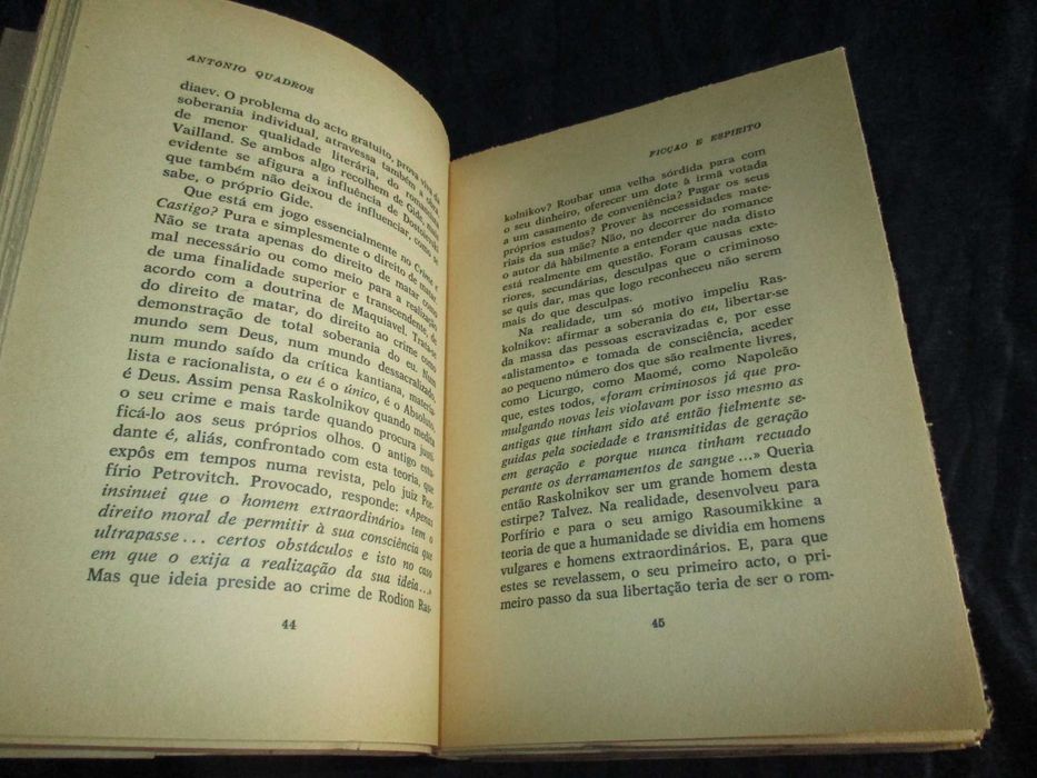 Livro Ficção e Espírito António Quadros 1ª edição