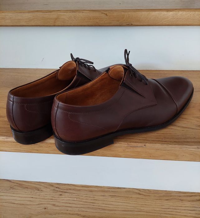 Ryłko, brązowe eleganckie sznurowane męskie półbuty, skóra 100% r. 46
