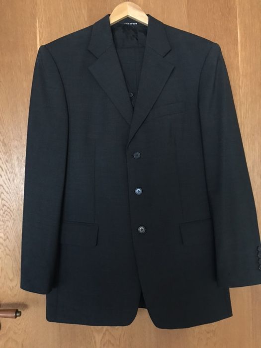 Garnitur męski Makon Bytom ciemny grafit marynarka kamizelka spodnie