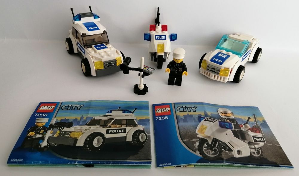 Lego City 7235 + 7236 + 8402 policja radiowóz motor