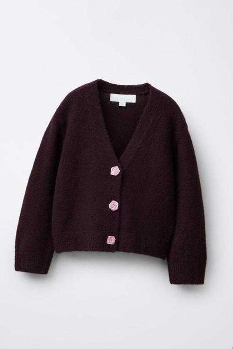 Джемпер zara 12-13 156 см бордо розочки пуговицы