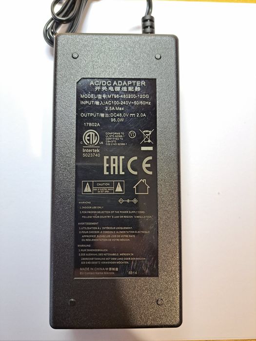 Адаптер живлення 48 вольт 2 ампера Mikrotik MT96, 670M39A9B3