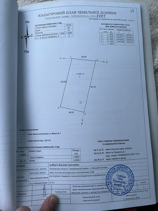 1-гектар землі в с. Великий Кучурів