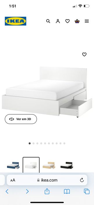 Cama do ikeia branca 140x200cm usada com colchão