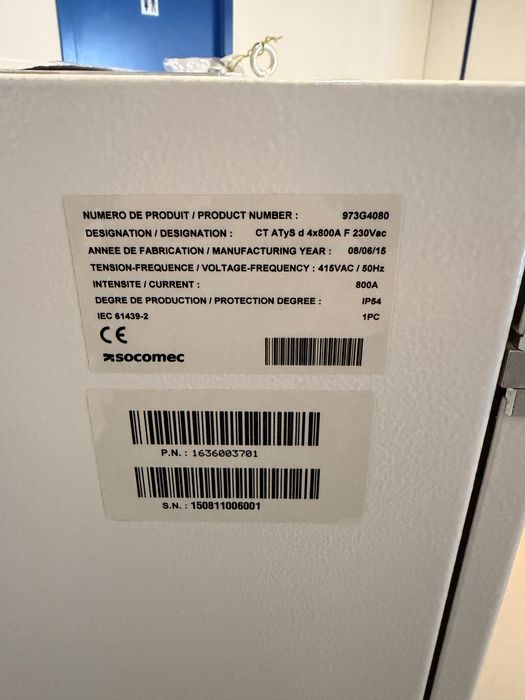 ATS SOCOMEC ATyS d 800A 4P – NOVO