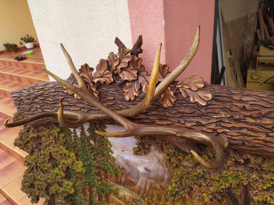 Панно картини різьба по дереву полювання баня сауна