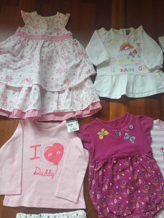 Paka 14 szt. 68-74 cm sukienka body bluzka legginsy bolerko