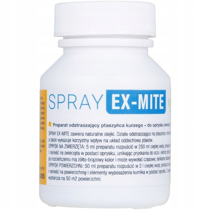 spray ex-mite oprysk odstraszający ptaszyńca, wszoły i pchły
