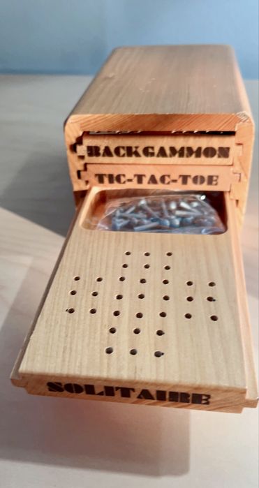 Conjunto de três jogos tradicionais em madeira