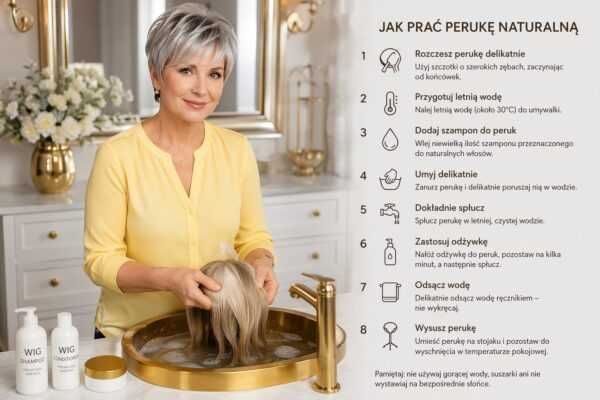 Peruka naturalna bez grzywki long bob pastelblonde -small -Nessaja salon peruk Kraków