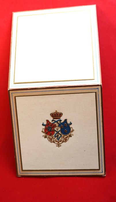 Casa Real marcador/menu c/Armas Rei D Carlos Rainha D Amélia, raro
