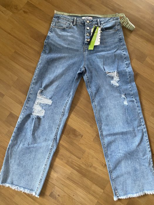 M. Sara damskie spodnie dzwony jeans - Blue szeroka nogawka XL