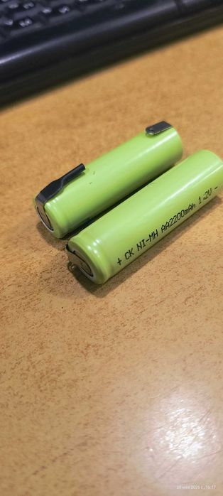 Батарейки перезаряжаемые, Аккумулятор АА Ni-MH 1.2V 2200mAh с лепестками под пайку U-образные