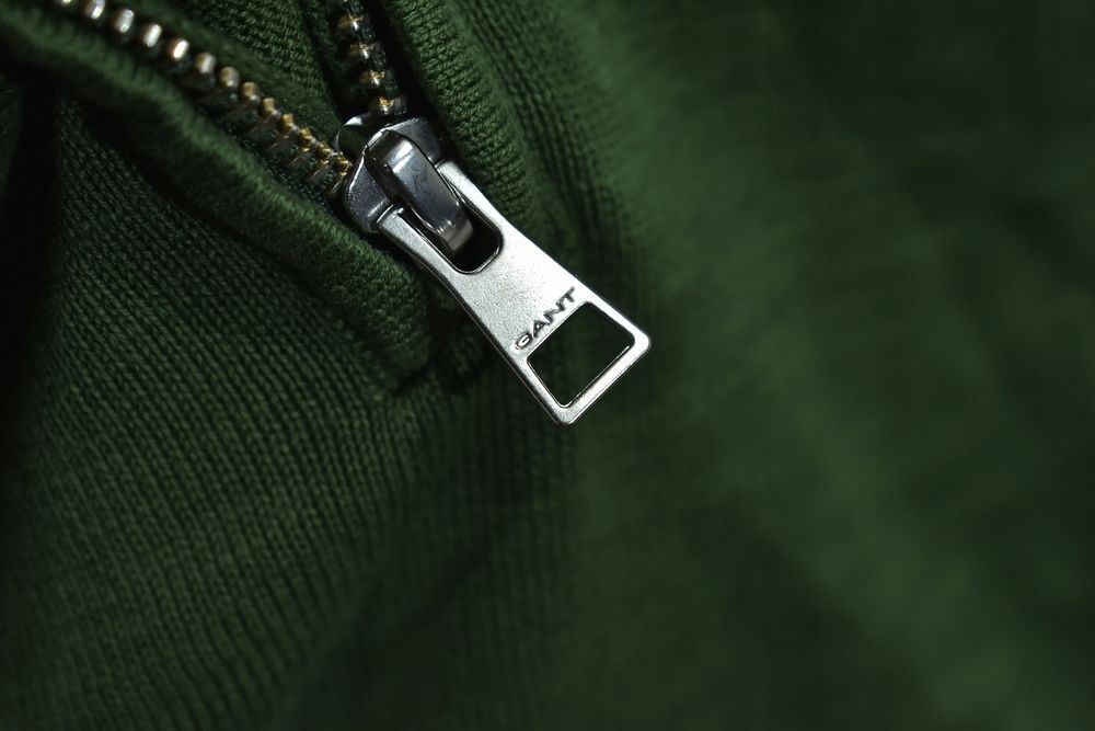 Gant Zielony Bawełniany Sweter Męski Zip Neck Xxl