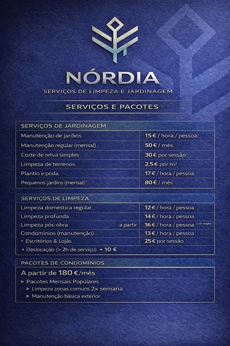 serviços – limpezas, jardinagem, manutençao NORDIA