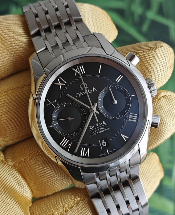 Omega DeVille Hour Vision 42 mm 431.10.42.51.01.001 Automatic Chronograph zegarek męski automatyczny na bransolecie 40 41.43 De Ville  aqua Terra sea