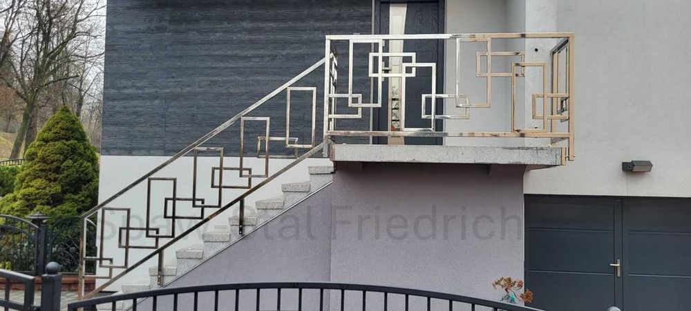 Balustrada balkonowa, schodowa - stal nierdzewna, czarna i aluminium